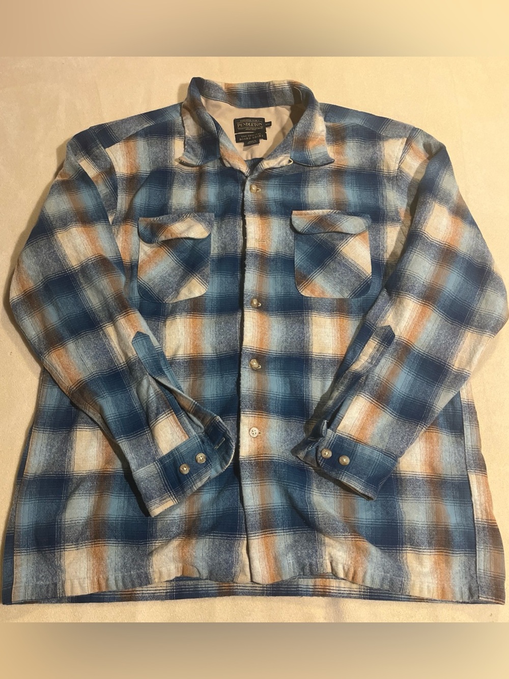 Pendleton Blue and Tan Plaid Lightweight Shirt Jacket
